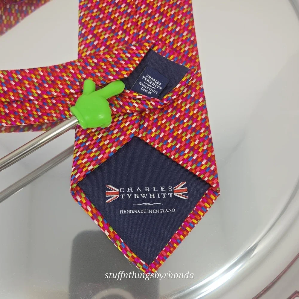 Charles Tyrwhitt‎ Made In England Colorful Woven 100% Silk Tie 58